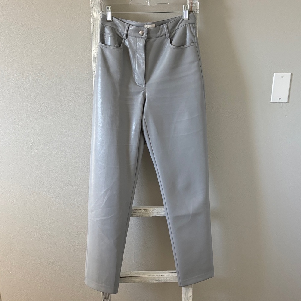 Aritzia Gray Faux Leather Wilfred Pants